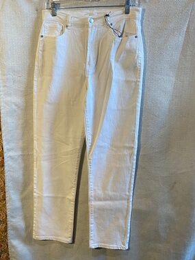 High rise straight white jeans